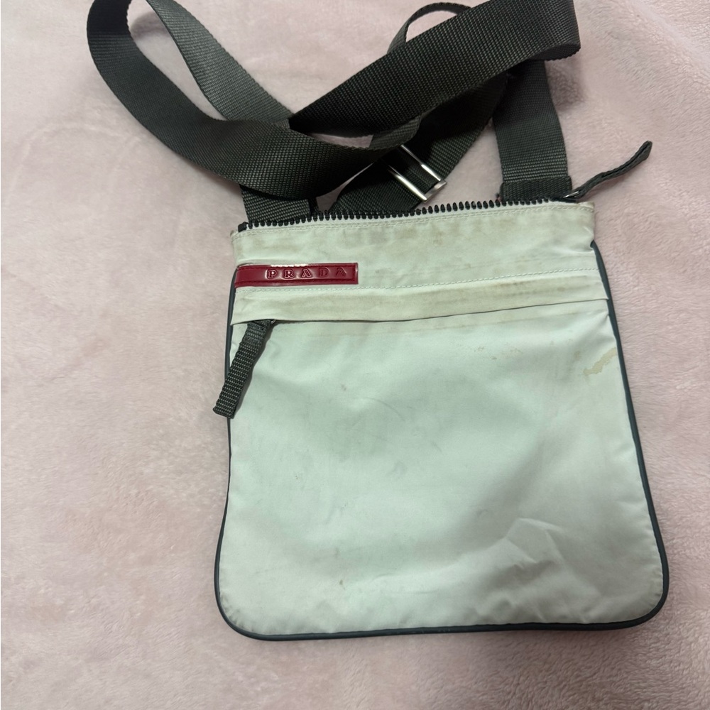 Prada White and Gray Prada Messenger Bag